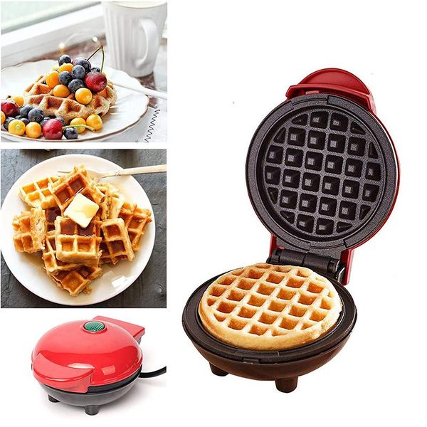 

cute mini waffle maker portable automatic home breakfast electric toaster baking moulds