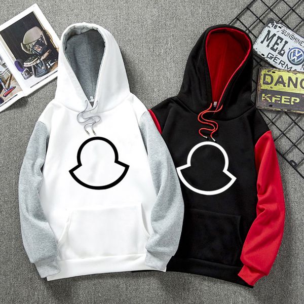 

men's brand designers hoodies,autumn and winter fashion loose version comfortable thick color block letter printing jumpsuit sweater, s, Black