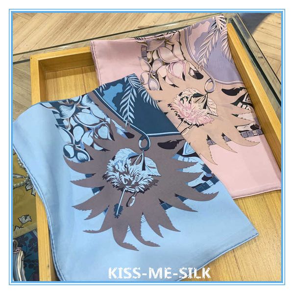 

kms romantic blue scarf 100% twill silk hand rolled edges sand-washed soft skin-friendly shawl wrap hijabs 140*140cm/100g q0828, Blue;gray