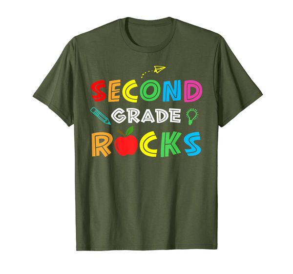 

second grade rocks t-shirt 2nd grade back to school gift t-shirt, White;black