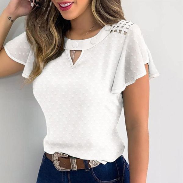 

women's t-shirt t-shirts women casual daisy embroidery lace lotu sleeve hollow out solid color black tees shirt white top