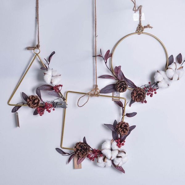 

decorative flowers & wreaths christmas decoration wreath wedding garland geometric home decor metal wall hanging flower fall iron