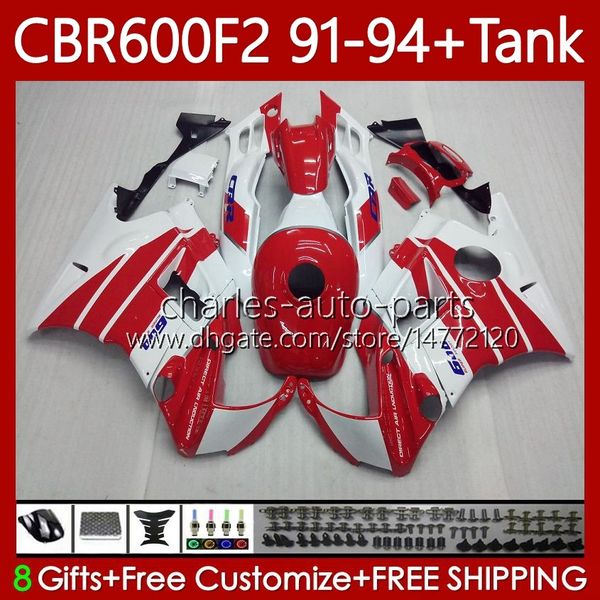 Corpo + Tanque para Honda CBR 600F2 600 F2 CC 600FS 91 92 93 94 Bodywork 63No.14 CBR600 FS CBR600F2 CBR600FS 1991 1992 1993 1994 CBR600-F2 600cc 91-94 Fairings Kit Branco Red Blk