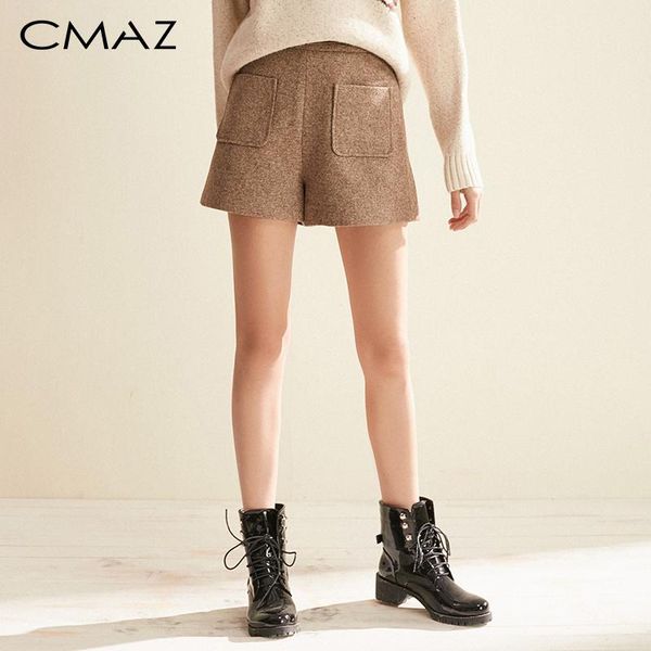 

women casual solid shorts 2021 autumn winter high waist pocket wide leg mx18d2452 women's, White;black