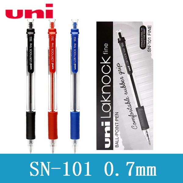 

ballpoint pens 1pcs uni-ball sn-101 laknock fine retractable pen 0.7mm black/blue/red for school office supplies, Blue;orange