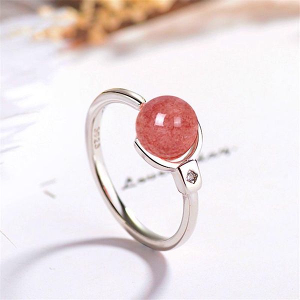 

cluster rings 2021 trendy cute romantic pink strawberry crystal high discount open for female girls tibetan silver sweet cz stones ring, Golden;silver