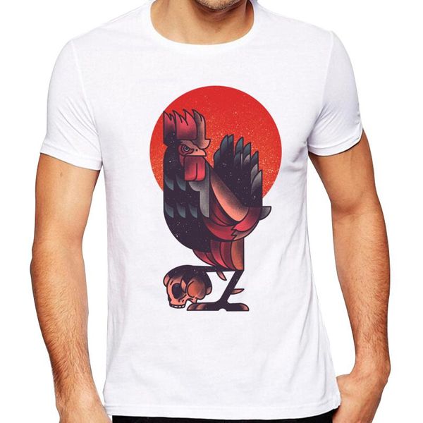 

men's t-shirts 2021 fashion cock and skull design short sleeve t-shirt cool hipster tee shirts, White;black
