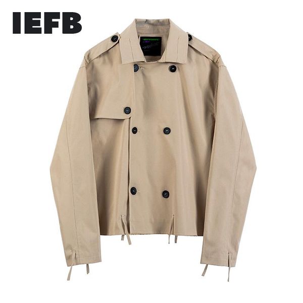 

men's jackets iefb wear short windbreaker jacket fashion trend handsome 2021 spring loose double breasted coat for male 9y889, Black;brown