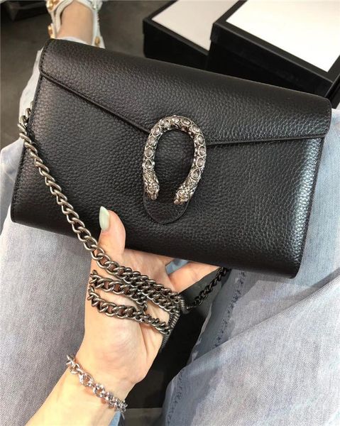 

high-quality ladies cross-body bag handbag luxury designer cover classic chain leather shoulder back and dust bag lady fashion