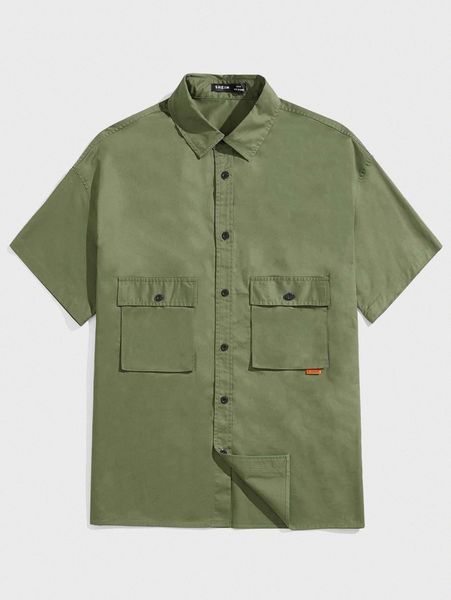 

men flap pocket button front shirt a0wh#, White;black