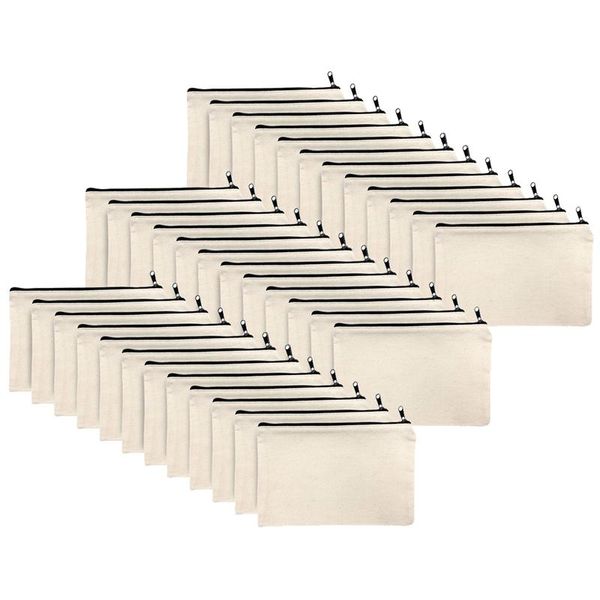 

pencil bags 36pcs canvas zipper bag case cosmetic blank diy craft school