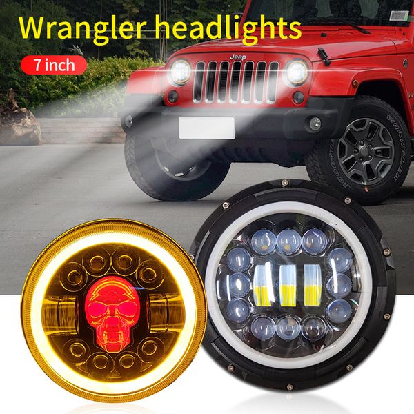 

3.5 4 7 inch led headlights round headlamp drl 106w hi/lo beam angel eyes for yamaha jeep honda wrangler offroad 4x4
