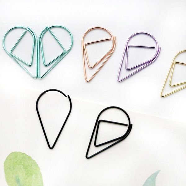 

filing supplies 30/50pc fresh and simple water drop shape paper clip creative bookmark office student stationery