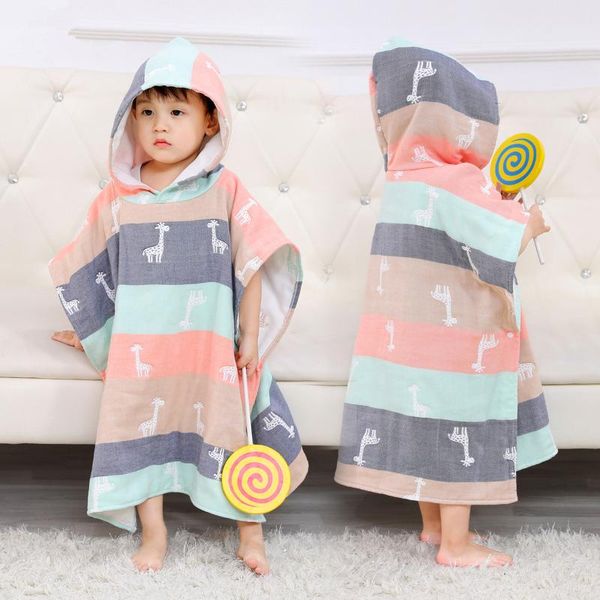 

layers baby boys bath towels ultra-soft kids hooded cloak cartoon gauze infant bibulous bathrobe beach towel 60*60cm