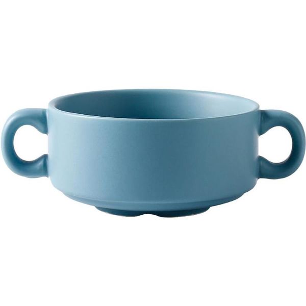 

bowls creative ceramic double ears breakfast soup bowl simple solid color household baby steamed egg for dinner small