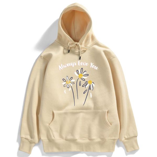 

women's hoodies & sweatshirts always love you little chrysanthemum print womens hip hop street pullover o-neck fashion hoody cartoon lo, Black