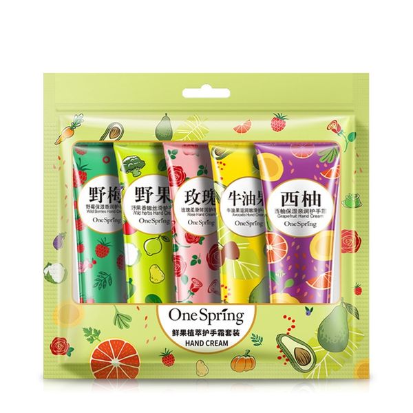 

OneSpring Hand Cream Plant Essence Moisturizing Anti Chapping Hands creams Blueberry Rose Avocado Skin Care 5pcs/lot Nourishing