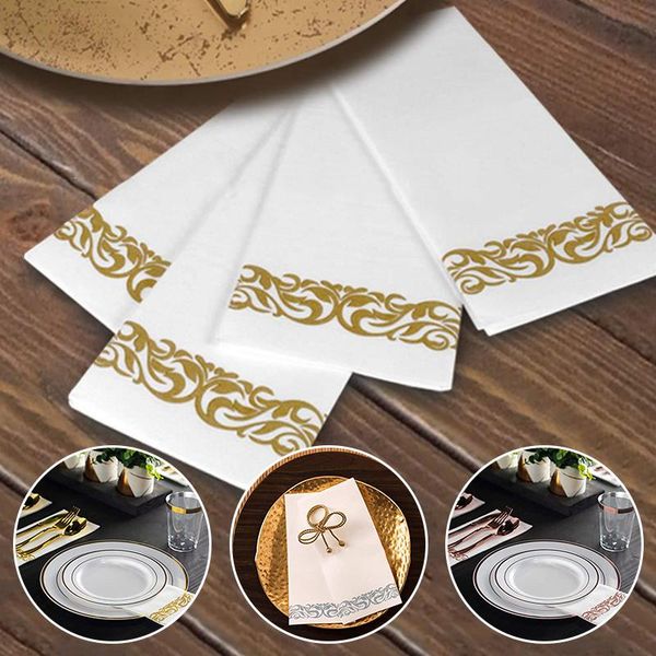 

disposable dinnerware 10pcs/set paper napkin western golden silver dust-absorbent hand towels decor bathroom