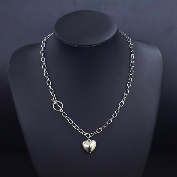 

fashion heart pendant necklace silver color men music festival chain rave punk jewelry charm choker for women ornaments necklaces