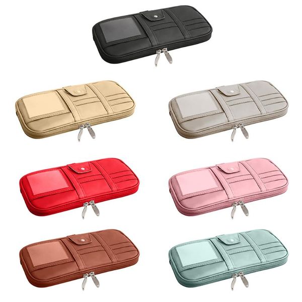 

car organizer sun visor dual slider zipper storage bag pouch sunglasses clip card holder automobile stowing tidying accessories
