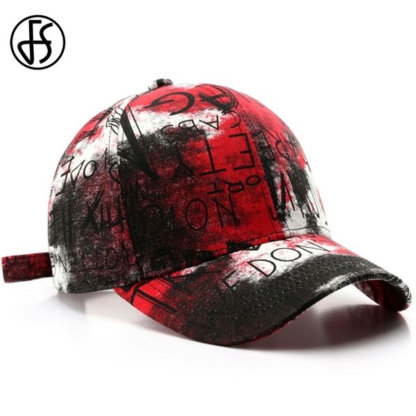 

fs trendy graffiti pattern cappellino baseball cap red yellow hip hop hats for men women snapback face caps gorras para hombre, Black;white