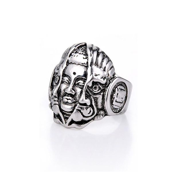 

vintage mens silver color 316l stainless steel ring fashion jewelry skull rings for men male punk goth cluster, Golden;silver