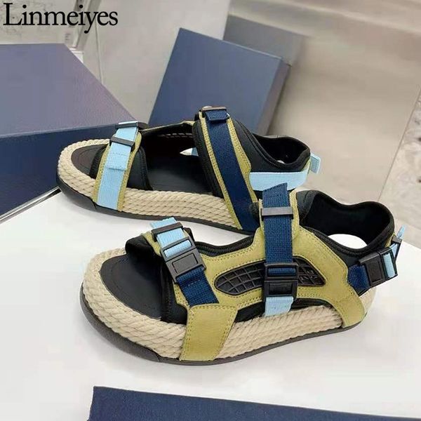 

luxurious gladiator woman espadrille cow suede nylon webbing hemp rope woven sole shoes summer flat women sandals mujer, Black