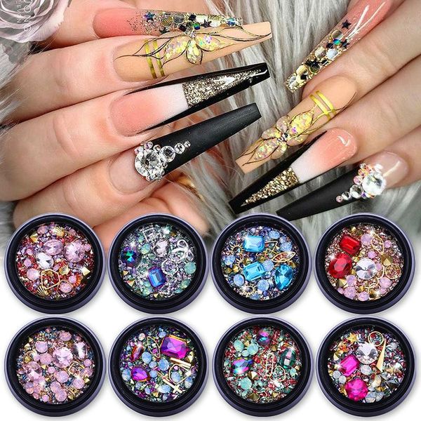 

box nail rhinestone flat back mix sized ab color rregular beads 3d art decoration in wheel accessories decorations, Silver;gold