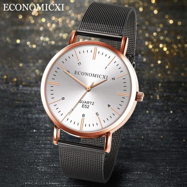 

wristwatches economicxi men watches quartz watch casual slim mesh steel clack luxury fsashion sport gifts for relogio masculino, Slivery;brown