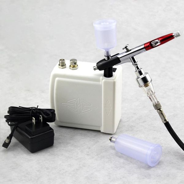 

professional spray guns airbrush kit with air compressor dual action set for craft model paint cake decorating nail art brush gun 110-240v