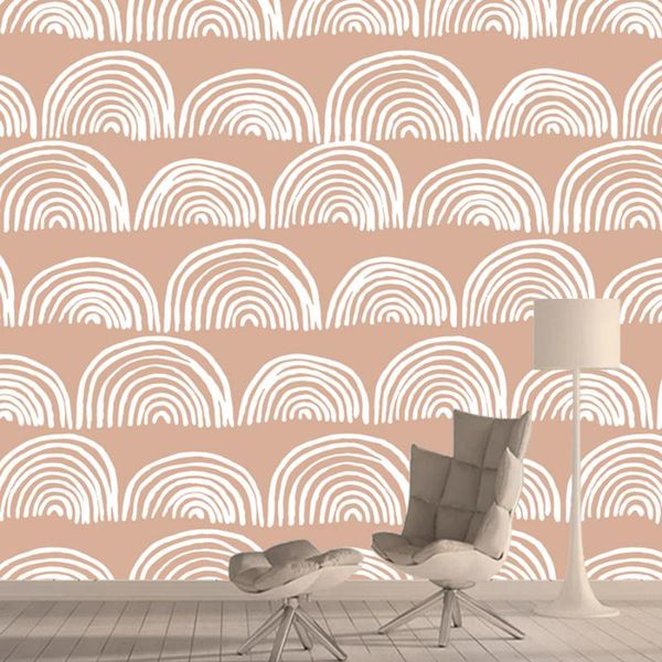 

wallpapers cartoon circle rainbow pattern kids walls papers home decor baby nursery removable for living bed room murals rolls