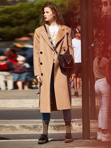 

hepburn style high end double faced cashmere overcoat women's mid long 2021 foreign 100% pure wool & blends, Black