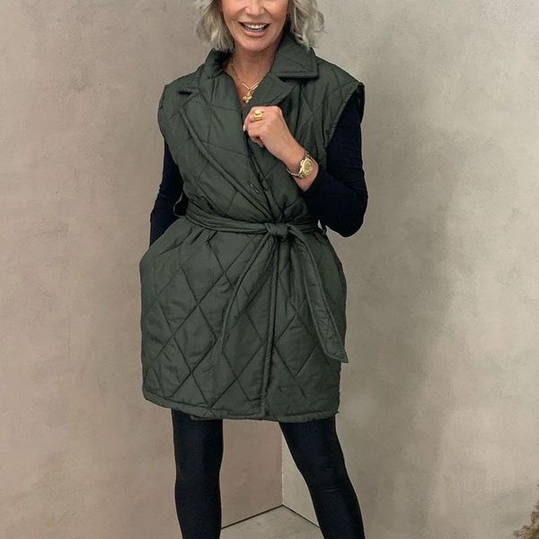 

women's vests xmax fashion casual notched women elegant single breasted wide shoulders coats argyle tie belt cotton ladies, Black;white