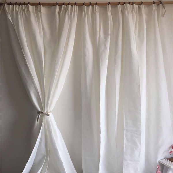 Vorhang-Vorhänge MCAO Eleganter Leinen-Mischgewebe in Weiß, Sichtschutz, Lichtfilterung, halbdurchsichtig, für Fenster, Schlafzimmer, Wohnzimmer, TJ6475