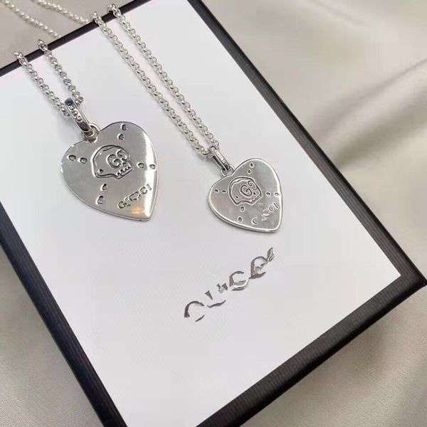 

s925 silver skull love tag couple necklace sweater chain exclusive fine jewel