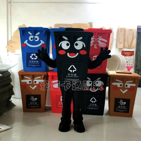 

mascot costumes green recycle trash can mascot costume size waste ash bin garbage can anime costumes advertising mascotte fancy dress, Black;red