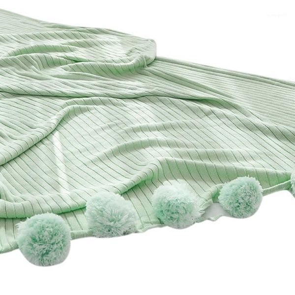 

blankets throw blanket for bed sofa home super soft cotton warm pink with ball decorative air conditioning1