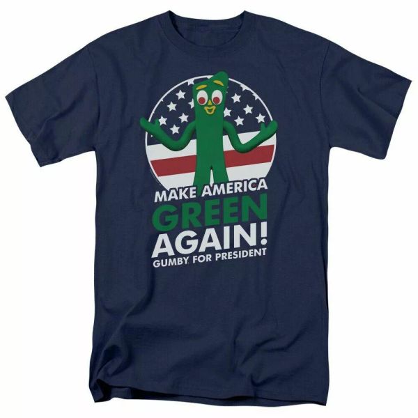 

gumby for president logo t shirt mens licensed classic tv show navy, White;black