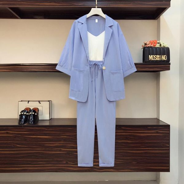 

women's two piece pants plus size suit office blazer solid jackets elegant coat female 2 set 2021 slim outfit high waist trousers, White