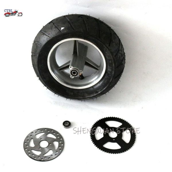 

90/65-6.5 tubeless /vacuum tire rear wheels with brake disc sprocket for 47cc/49cc 2 stoke mini pocket bike wheel & dis motorcycle tires