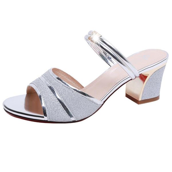 

women's sandals mid heel shoes women square ladies sandalias buckle ankle strap high, Black