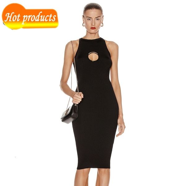 

two piece dress you in the fashion hollow circle knee design length dress without sleeves celebrity party bandage i6tg, White