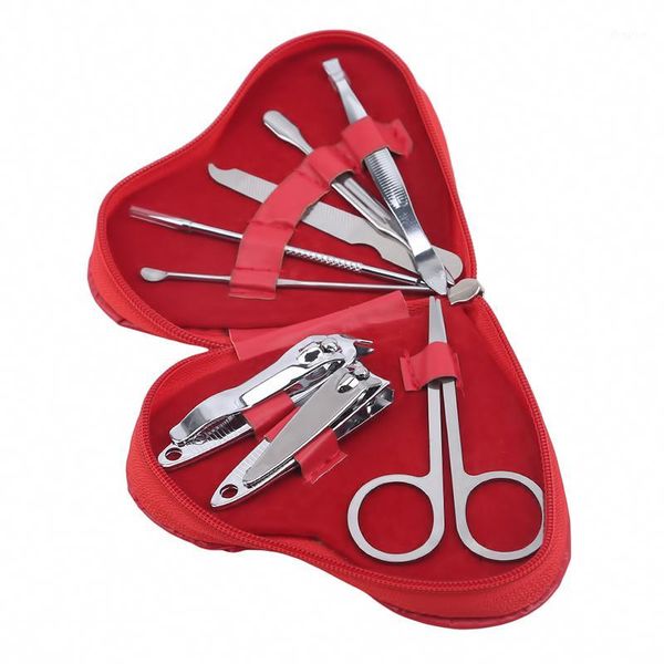 

rose gold nail clipper set professional stainless steel scissors tweezer tools family foot hand care set1