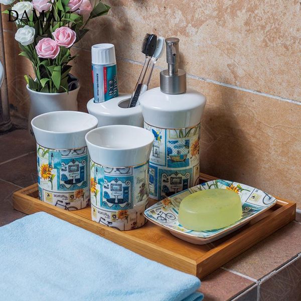 

bath accessory set creative hand painted bathroom accessories ceramic french pastoral eiffel tower decorative five piece shower