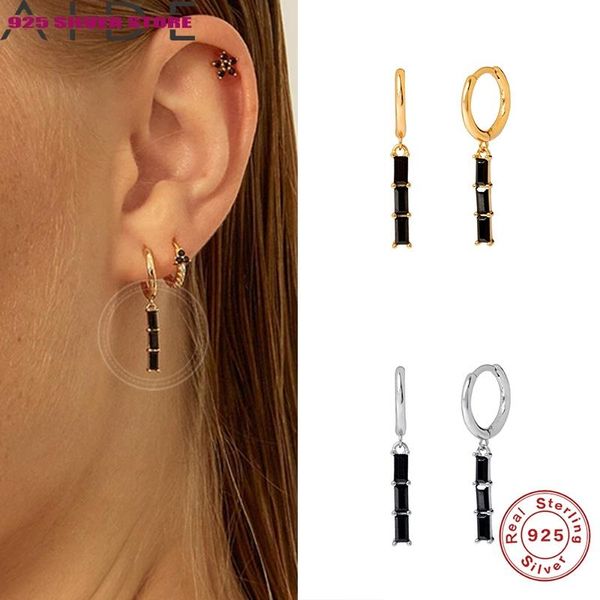 

aide fashion hoop earring for women geometric zircon hanging huggies 925 sterling silver pendientesÂ plataÂ 925 brincos & huggie, Golden;silver