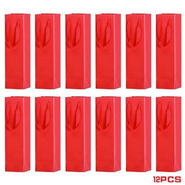 

gift wrap 12pcs wine bag paperboard durable with handle party champagne wedding christmas solid single bottle sturdy storage holder