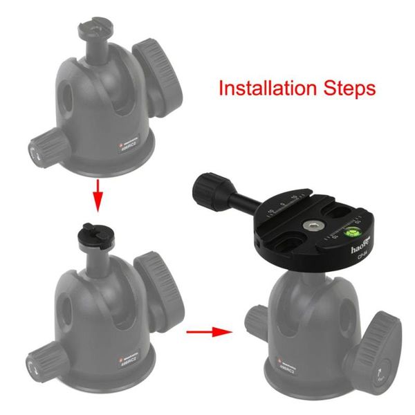 

haoge combo boss adapter with 64mm arca-swiss-compatible quick release clamp for manfrotto tripod ball head replacement heads