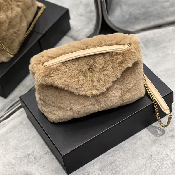

autumn and winter new luxurys designers shoulder bags for women designer handbag loulou puffer soft rabbit 's hair wool cossbody bag