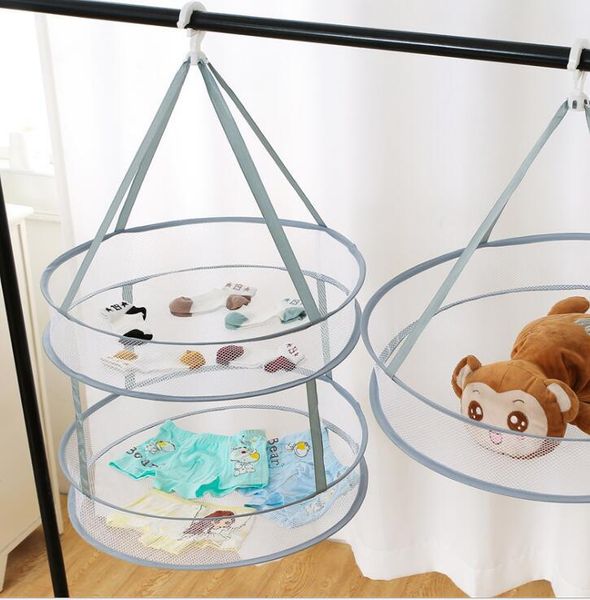 

round clothes dryer laundry basket garment rack folding hanging sweater drying cloth net dry hanger for underwear socks storage & organizati