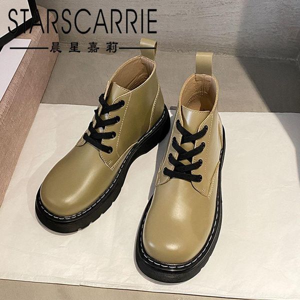 

boots 2021 fashion riding short women's england thick soled small leather round head high versatile, Black